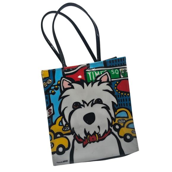 Marc Tetro Westie Dog Plastic Small Tote Bag Times Square - Picture 1 of 7